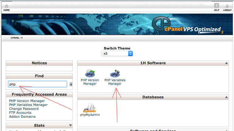 PHP Variables Manager en cPanel